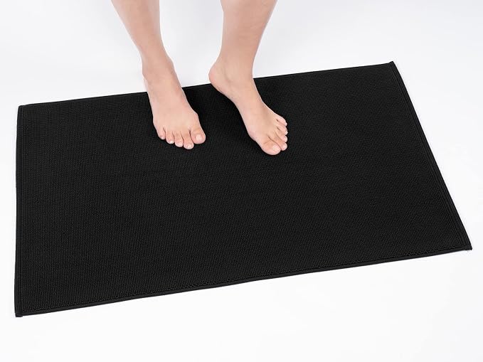 Cotton Paradise 100% Cotton Turkish Bathmat Rug, Soft Absorbent Quick Dry Non Slip, 17x24 Bathmat Rug, Coal Black