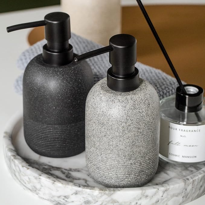 GalDal 2pcs/Set Grey Soap Lotion Dispenser with A Spare Pump,Liquid Hand Soap Dispenser Sets for Bathroom Countertop, Soap Dispenser for Kitchen.