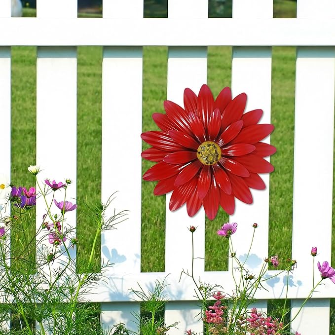 Dekomere Metal Flowers Outdoor Decor 13" Metal Sunflower Wall Art Decorations Sunflower Wall Decor for Kitchen Living Room Porch Garden Yard