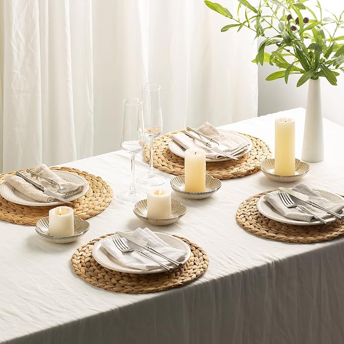 BEUNAIZER Ceramic Pillar Candle Holder Plates, Decorative Candlestick Holder, Tea Light Incense Santo Palo Holders, for Dinning, Party, Wedding, Birthday, Anniversary Decorations, 1pack (Camel)