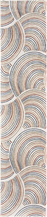 Nourison Home Astra Machine Washable Ivory Multicolor 2'2" x 10' Area Rug - Easy Clean, Non Shedding, Bed Room, Living Room, Dining Room, Kitchen (10' Runner)
