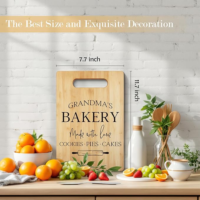 Grandma Cutting Board, Grandma Gifts From Grandkids,Mother's Day Kitchen Gifts for Mom from Daughters Sons Kids, Grandma's Kitchen Decorative Bamboo Cutting Board