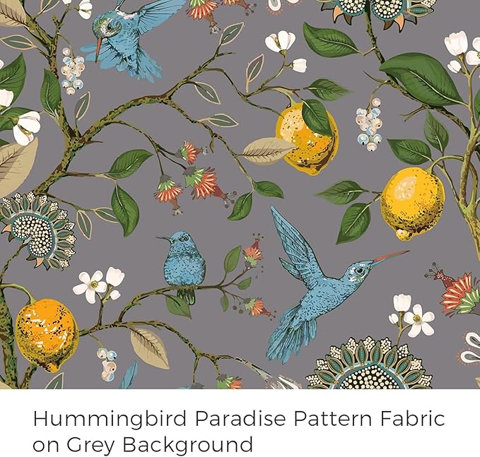 Vintage Floral Pinch Pleated Blackout Curtains 84 Inches Long 2 Panels for Bedroom Living Room Grey White Flower Patterned Room Darkening，Lemon Design Hummingbird Colorful Window Treatments Drapes