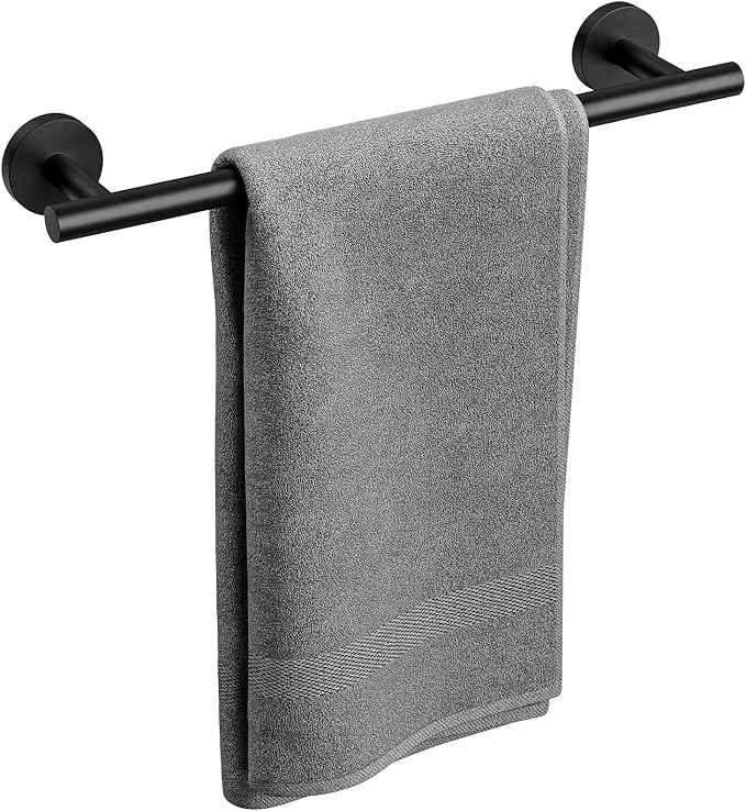 Matte Black Towel Bar 18 Inch, Thicken Bathroom Towel Rack, Towel Holder Wall Mounted, SUS304 Stainless Steel Towel Rod, Modern Home Decor