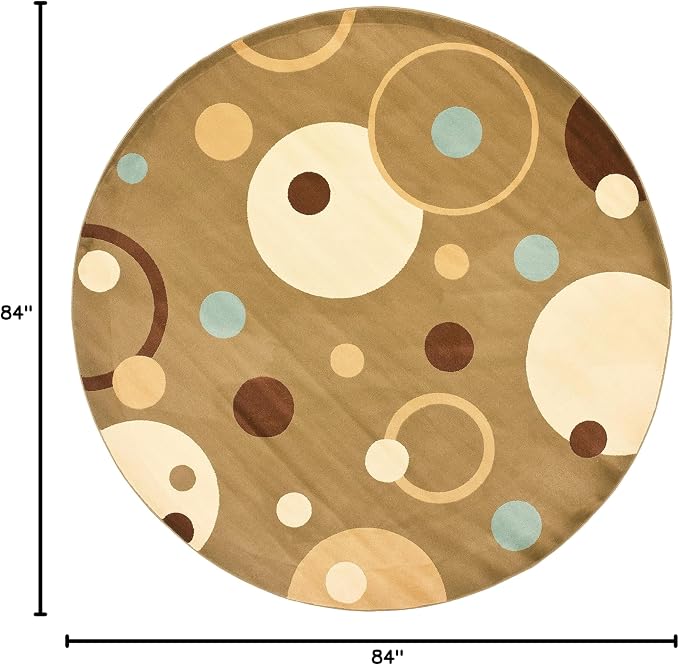 SAFAVIEH Porcello Collection 7' Round Green/Multi PRL6851 Mid-Century Modern Abstract Non-Shedding Dining Room Entryway Foyer Living Room Bedroom Area Rug