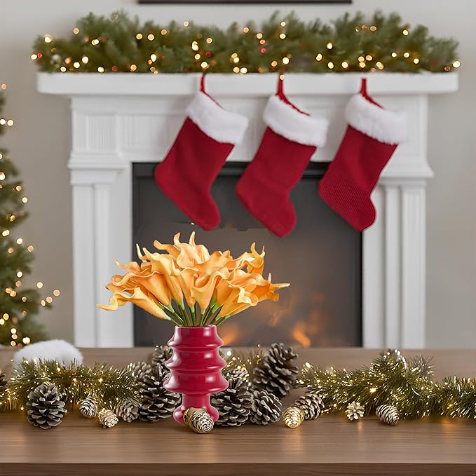 Mandy's PU Gold Calla Lily Artificial Flowers 20 Stems 13.5in Faux Realistic Centerpiece for Thanksgiving and Christmas Decorations DIY Bridal Bouquet Home Décor