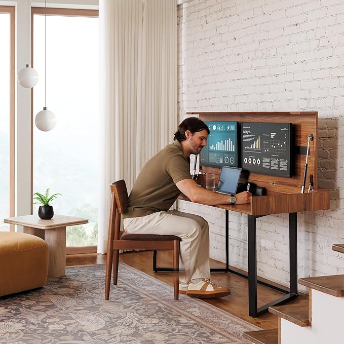 Transformer Table to Desk – Expandable Dining Table to Computer Desk, Work-from-Home Office Desk, Gaming Desk, Study Desk, Space-Saving Adjustable Furniture (Dark Brown)