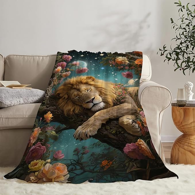 Lion Blanket Lion Throw Blanket Animal Soft Cozy Fleece Fuzzy Stuffed Plush Flannel Gifts for Girls Women Boys Kids Adults 40''x50''