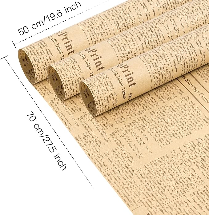 WRAPAHOLIC 20 Sheets Kraft Flower Wrapping Paper - 19.6 x 27.5 inch Retro Coffee Lettering Floral Bouquet Wrapping, Florist Supplies Packaging Paper for Wedding Birthday Gift DIY