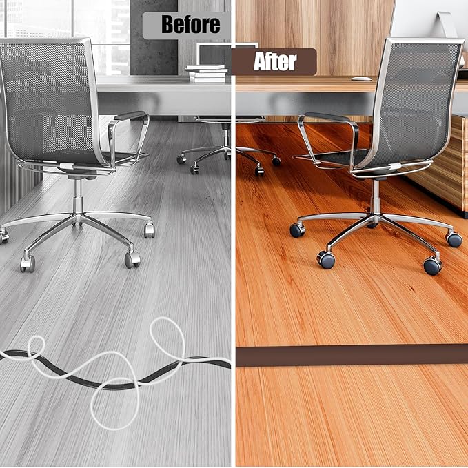 Floor Cord Cover Self Adhesive Cord Hider,10FT Cable Management, Extension Strip Protector for Wires, Prevent Cable Trips for Offices, Gyms, Exhibitions Cavity:0.3"(W) x 0.28"(H) Coffee