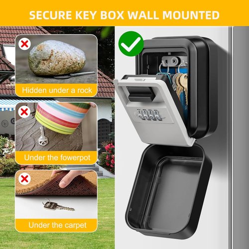 Lock Box for Keys - 4-Digit Resettable Combination | Large Capacity for Home, Apartment, Office
