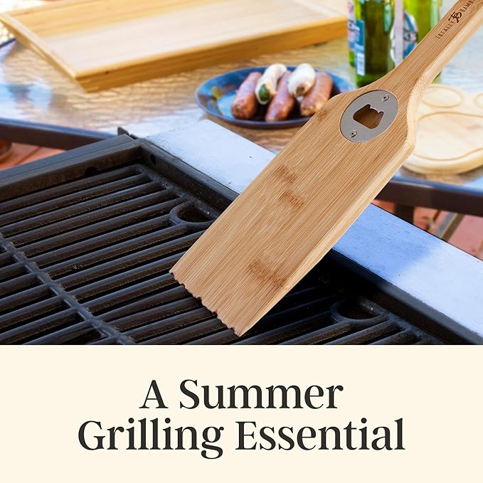 Totally Bamboo Grill Scraper with Bottle Opener – Bristle-Free Bamboo Wooden BBQ Scraper Tool for Outdoor Grill Cleaning – Safe for All Grates, Charcoal and Gas BBQs