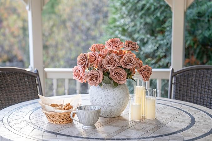 CozyWel Rustic White Ceramic Vase Flower Vase with Hand-Glazed, Big Textured Round Vase for Centerpieces, Kitchen, Living Room, Bedroom Decor Gifts