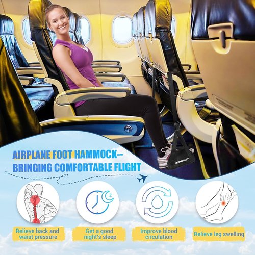 Airplane Foot Hammock - No Collapse Foot Rest for Travel | Adjustable Strap & Thick Foam Comfort