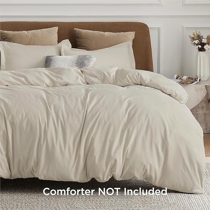 Bedsure Duvet Cover Queen Size - Soft Double Brushed Bedding Set for Kids & Adults, Zipper Closure, 3 Pieces, Includes 1 Duvet Cover (90"x90") & 2 Pillow Shams, NO Comforter, Linen