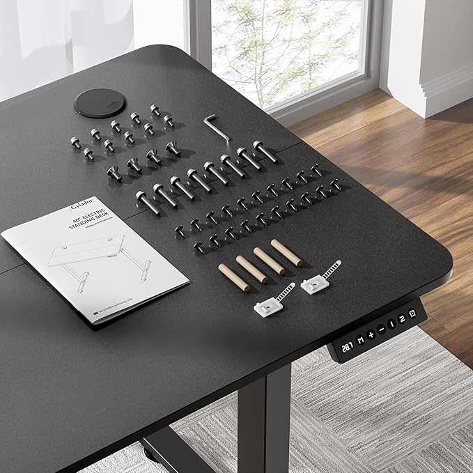 Standing Desk Home Office Desk, 48 x 24 Inches, Electric Height Adjustable Ergonomic Rising Computer Table, 4 * 2ft, Black Desk