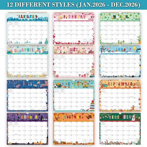 2026 Wall Calendar by [Brand Name] - 12 Months with Holidays | Large Block Design, 14.6'' x 11.4''