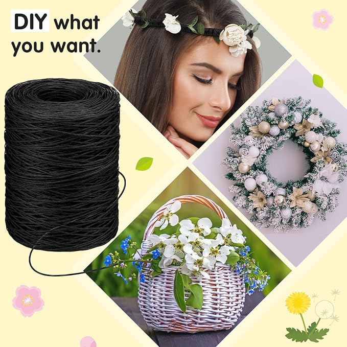 Syhood 1345 Feet Floral Vine Bind Wire Rustic Wrapping Wire for Flower Bouquets(Black)