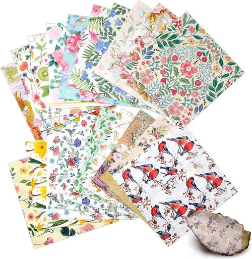 Crtiin Floral Cocktail Napkins - 20 Pack Decorative Paper Napkins for Parties | 6.5 Inches Each