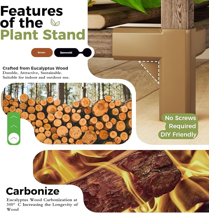 Bamworld Plant Stand Indoor Plant Shelf Outdoor Corner Wood Plant Table 7 Pots Flower Stands for Living Room Plant Rack Indoor for Multiple Plants Patio Balcony Garden Decor