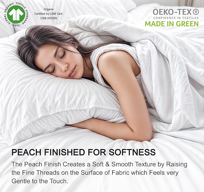 RUVANTI 100% Organic Cotton Sheets Twin Size, Percale Weave, GOTS Certified, 3-Piece Set, Deep Pocket 15", Crisp & Breathable, Soft Durable Bedding, Sábanas Algodón Orgánico – Deluxe