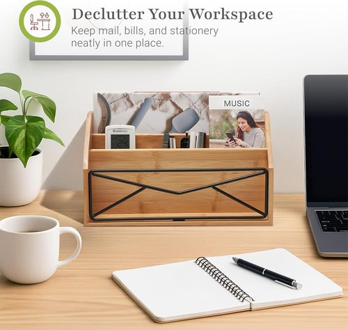 Prosumer's Choice Bamboo Desk Organizer - Natural Wooden Mail & File Storage for Home and Office