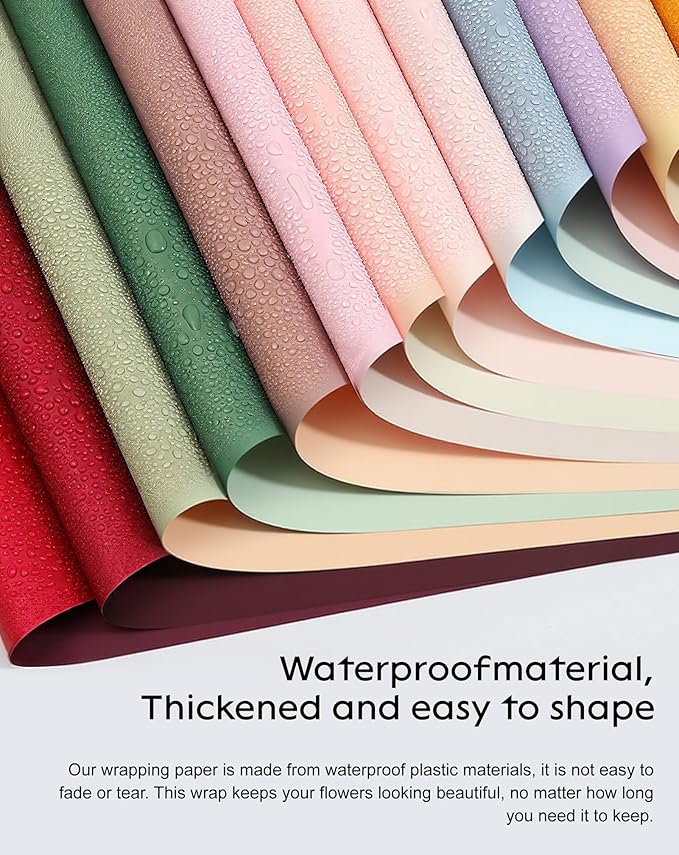 TINGSING 20 Pcs Double Sided Flower Wrapping Paper 22.4 inch Matte Waterproof Floral Bouquet Wrappings Papers for Floral Wrap Gift Packaging Florist Packing Supplies DIY Crafts,Turmeric-Dry Grass