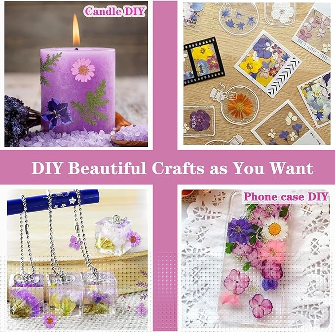 Purple Dried Pressed Flowers Bulk Dried Flowers for Crafts, Real Natural Bulk Dry Flowers for Resin Molds ,for Scrapbooking DIY Candle Soap ewellery Making Gifts