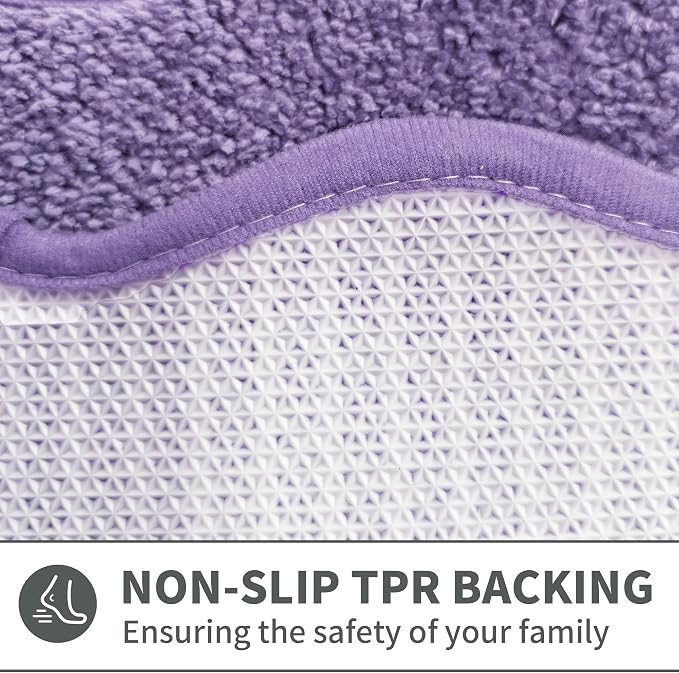 Cute Scalloped Purple Bathroom Rugs Mat,Non Slip Absorbent Quick Dry Bath Mats for Shower Room,Microfiber Bath Mats for Bathroom Floor Washable Carpet for Shower Tub Sink Bedroom,16"x24"