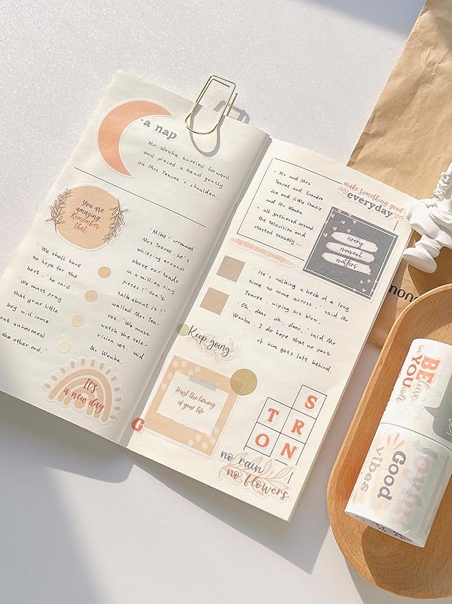 WT Motivational Washi Tape Sticker Set, 3 Rolls, Original Designs, Inspirational Frame Word Stickers, Vintage Decorative Tape, DIY Crafts, Bujo Planner Supplies, Journals Gifts, Adhesive Paper Tape