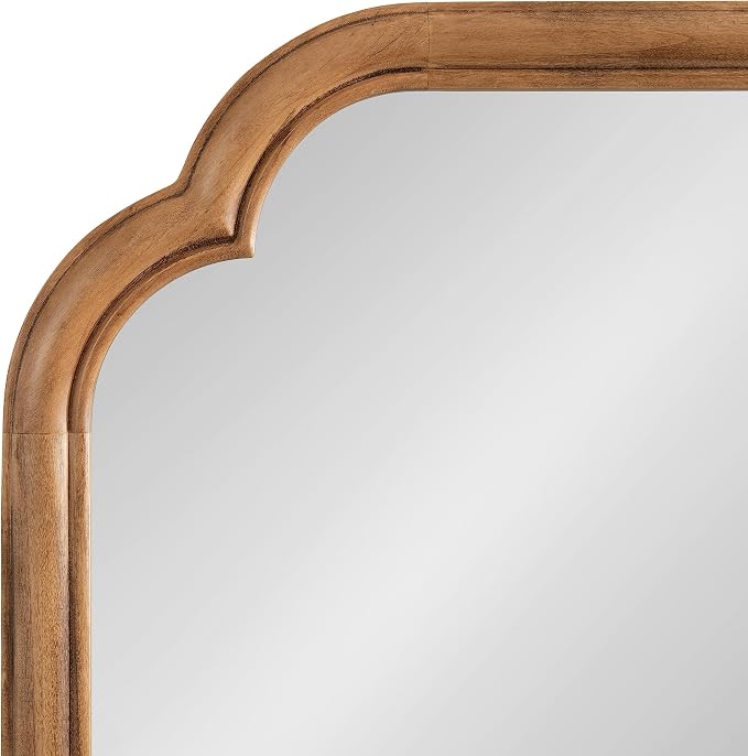 Kate and Laurel Glenby Transitional Scalloped Wall Mirror, 24 x 36, Rustic Brown, Wooden Farmhouse Bathroom Mirror with Rounded and Stepped Frame Profile