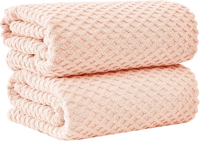 Great Bay Home Oversized Bath Sheets - 100% Cotton 2 Pack 68x35 Extra Large Towel - Absorbent, Durable, Quick-Dry Towels for Bathroom (Pink)