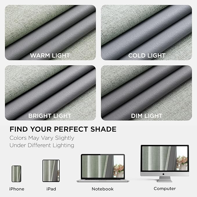 Joydeco Blackout Curtains 84 Inches Long 2 Panels Burg, Room Darkening Curtains for Bedroom, 100% Black Out Textured Thermal Drapes Privacy Protection 2 Panels Set(W52 x L84 Inch, Sage Green)