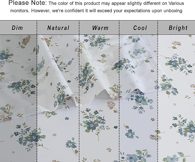 RUVANTI 100% Organic Cotton Sheets Full Size, Percale Weave, GOTS Certified, 4-Piece Set, Deep Pocket 15", Crisp & Breathable, Soft Durable Bedding, Sábanas Algodón Orgánico – Halcyon