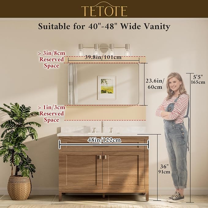 TETOTE Black Framed Bathroom Mirror, 40 x 24 Inch Matte Metal Frame Vanity Mirror, Modern Farmhouse Wall Mounted Rectangle Mirror (Horizontal/Vertical)