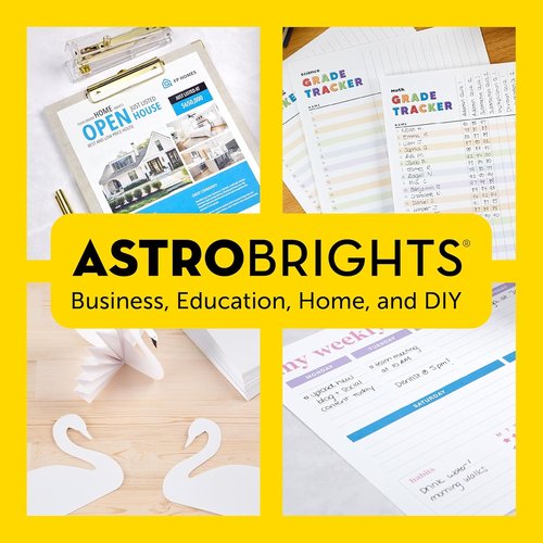 Astrobrights Premium White Cardstock - 110 lb, 94 Brightness, 200 Sheets | 8.5" x 11" Heavyweight for Invitations & Crafts