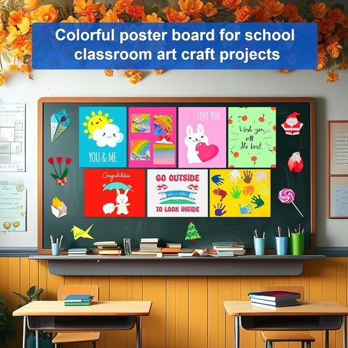 ROOKEA Poster Board - Colorful 11.7x16.5 Inch Bulk Pack for Vision Boards & Craft Projects