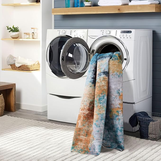 vivorug Runner Rug 2'x7' Machine Washable Non-Slip Runners for Hallways Kitchen Entryway Laundry Room Modern Abstract Carpet Hallway Runner, Rosy Clouds