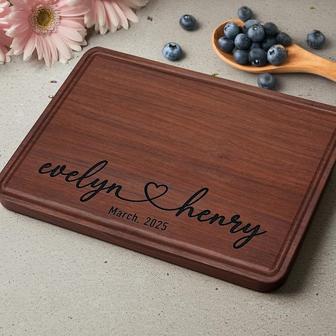 Custom Wedding Gifts for Couples 2025, Personalized Engraved Cutting Board for Couples, Parents, Custom Couple Gift Ideas for Christmas, Wedding, Anniversary, Engagement, Housewarming