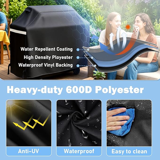Utheer 65 Inch Barbecue Grill Cover, Heavy Duty Waterproof Charcoal Gas Grill Cover, Special Fade and UV Resistant Material, All Weather Protection, for Weber Char-Broil Nexgrill Brinkmann and More