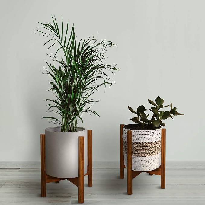 Casual Home Mid-Century Modern Wood Plant Display Stand, Fit Up to 10", Plant and Pot NOT Included - Antique Mahogany, 107-329