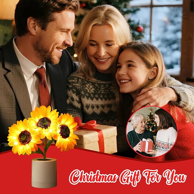 WSYEAR Sunflower Gifts for Women-Sunflowers Flower Lamp Night Light for Bedroom Decor,Christmas Birthday Gifts for Her Mom Wife Friends Girlfriend Teacher Grandma