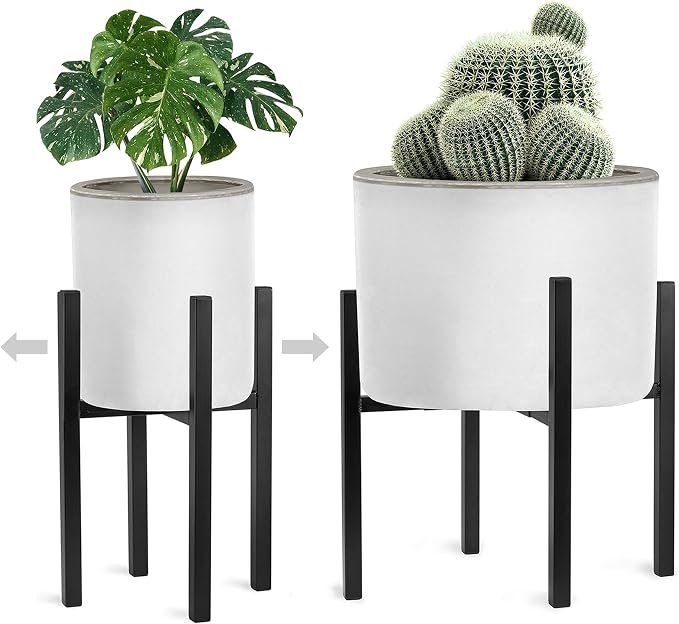 Sorbus Adjustable Metal Plant Stand – Mid Century Style Flower Pot Holder, 10 to 16 Inches Planter Stand for Modern Home Décor, Houseplants – Plant & Pot NOT INCLUDED (Black, 1 Pack)