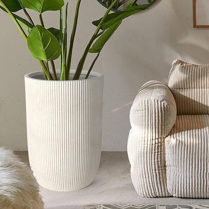 Oakrain 21" H Tall Planter, Large Indoor Outdoor Decorative Pot with Drainage Hole, Modern Decorative Garden Pots for Home Patio Porch, Living Room, Entryway