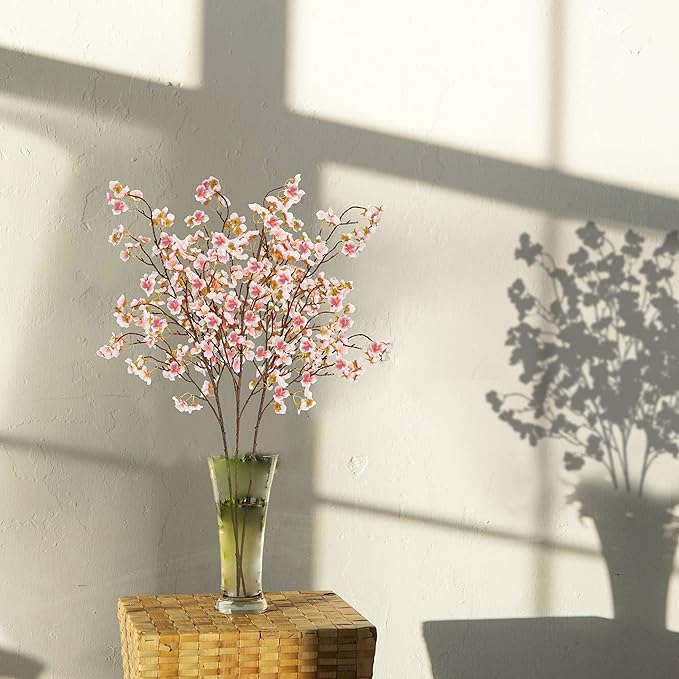Uieke Silk Cherry Blossom Branches, 40.5in Artificial Cherry Blossom Flowers Long Stems Fake Flowers Vase Arrangements for Wedding Home Japanese Decor, Set of 3, Pink