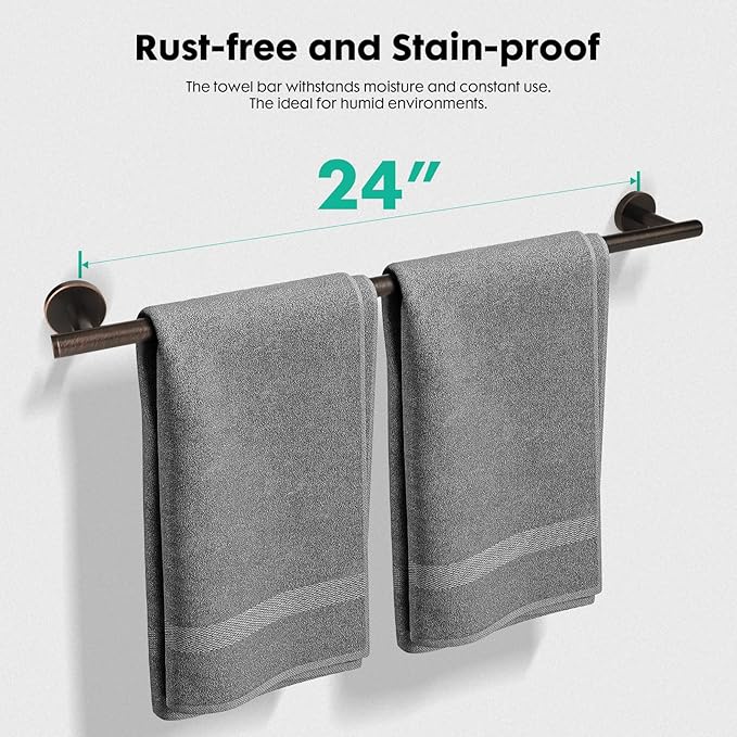 Antique 24 inch Oil Rubbed Bronze Towel Bar,Stainless Steel Towel Racks for Bathroom Wall Mounted,Bathroom Towel Holder Brushed Bronze