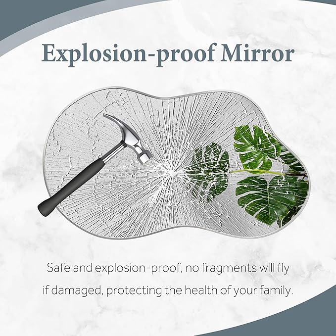 Dorlicecass Irregular Wall Mirror - Wall Mirrors Decorative 24"x36" Silver Asymmetrical Mirror Tempered Glass Aviation Aluminum Alloy Frame for Bathroom, Bedroom, Living Room, Cloakroom, Entryway