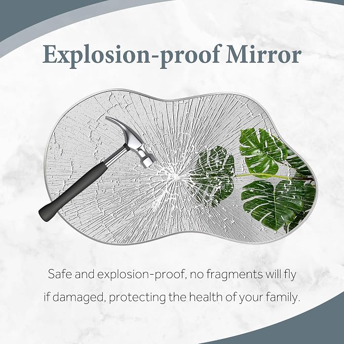 Dorlicecass Bathroom Mirror - Silver Irregular Wall Mirrors Decorative 26"x46" Asymmetrical Tempered Glass Aviation Aluminum Alloy Frame for Vanity, Bedroom, Living Room, Cloakroom, Entryway