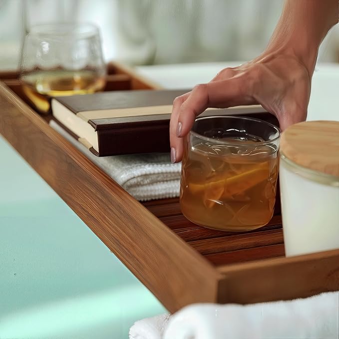 Bare Decor Vaske Natural Teak Wood Bathtub Caddy, 33" Wide