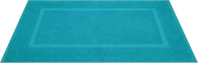 Cotton Paradise 100% Cotton Turkish Bathmat Set, Soft Absorbent Quick Dry, 2 Piece 20x34 Bathmat Floor Set, Ocean Aqua